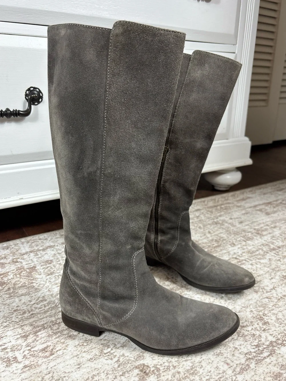 JCrew Grey Suede Knee High Boots Size 7.5
